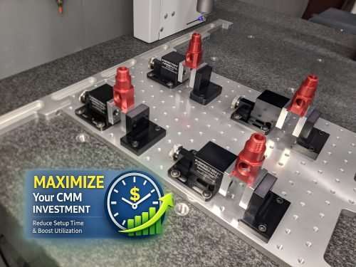 CMM fixturing setup with Inspection Arsenal Spanner Pallet for repeatable inspection